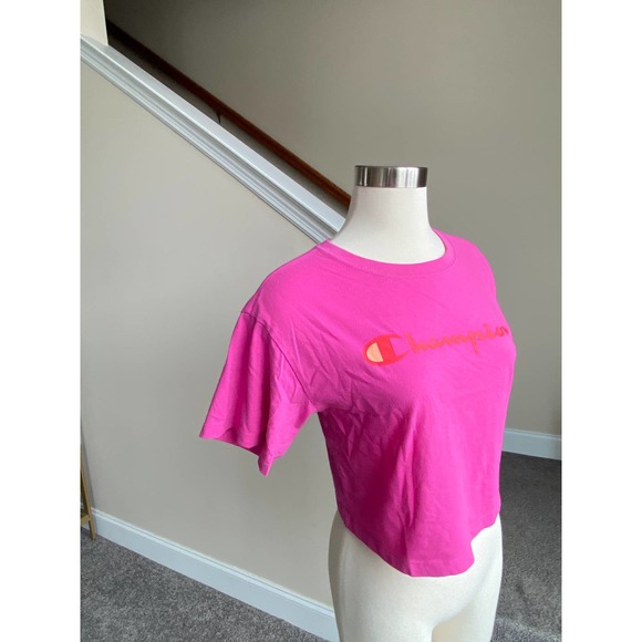 Champion Hot pink crop top with red logo, size XS - Picture 4 of 12